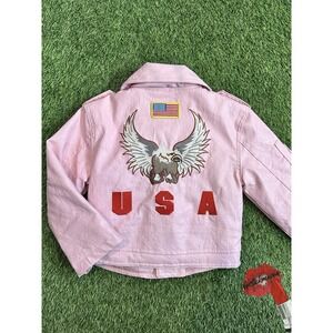 Outdoor Habitat Biker Jacket Size 2T USA Toddler‎ Pink Faux Leather Motorcycle